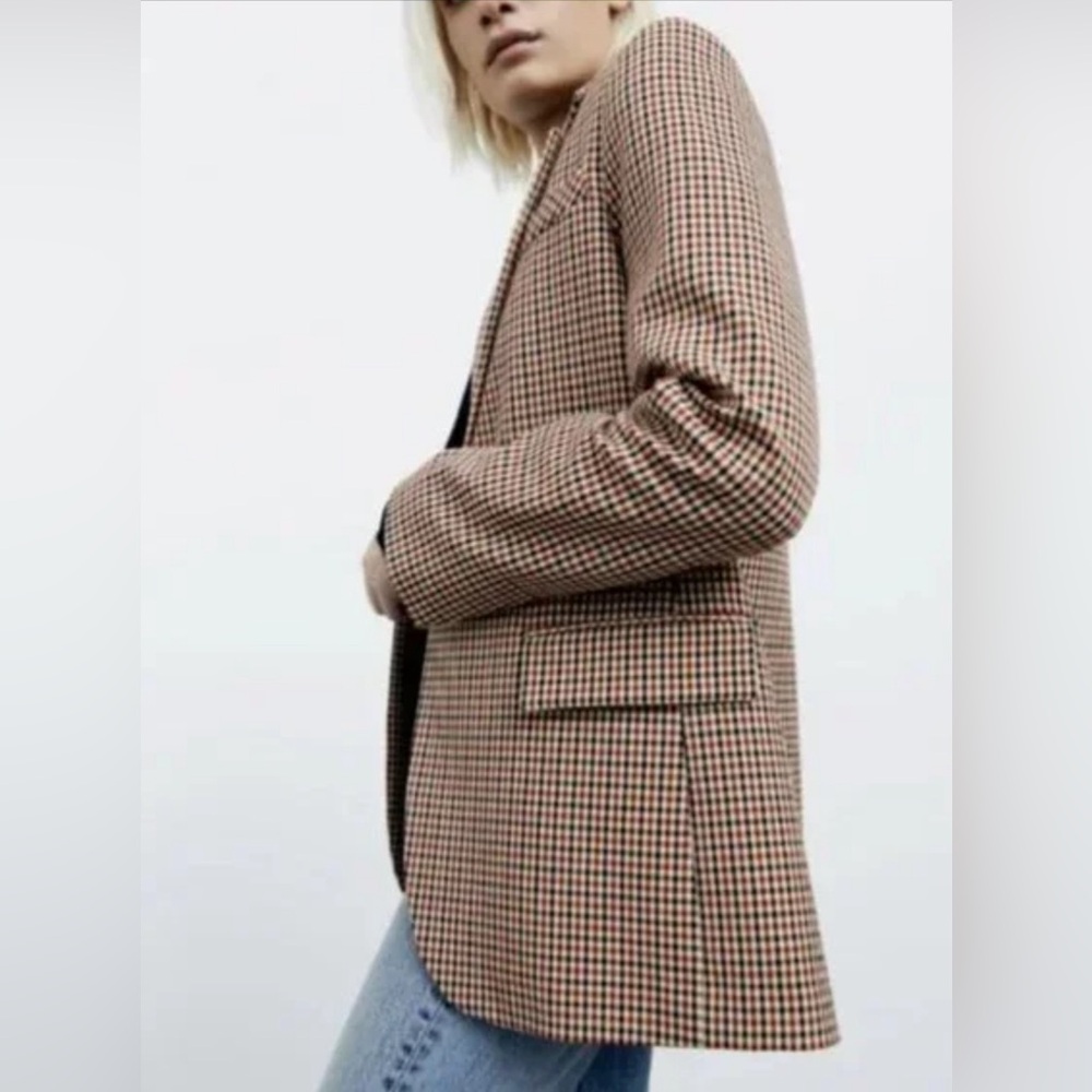 Zara Brown Checkered Blazer